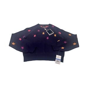 Andy & Evan Girls Size 12 Navy Stars Cropped Crewneck Sweater Nwt‎ $52
